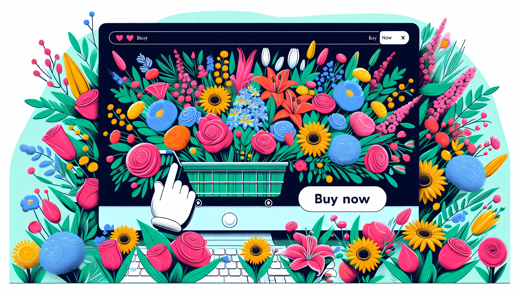 Ilustración de seo para floristerías online